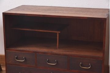 レトロ家具　昭和レトロ　異なる素材の質感が楽しめる小箪笥(戸棚、収納棚、小引き出し)