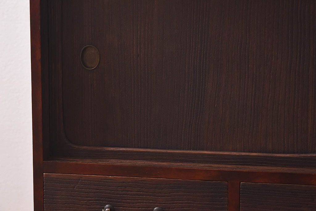 レトロ家具　昭和レトロ　異なる素材の質感が楽しめる小箪笥(戸棚、収納棚、小引き出し)