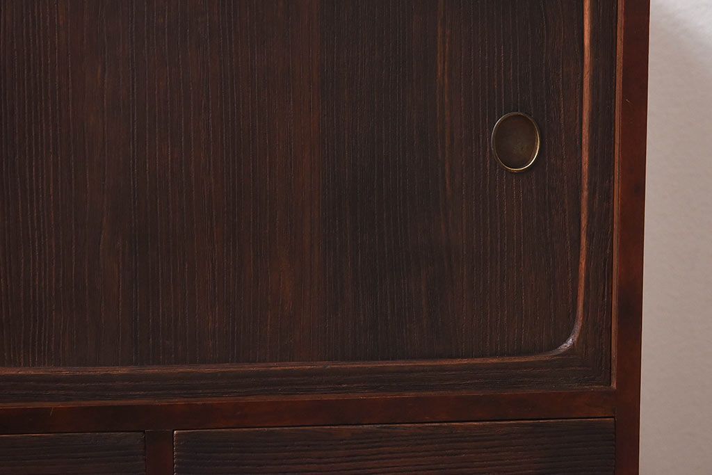 レトロ家具　昭和レトロ　異なる素材の質感が楽しめる小箪笥(戸棚、収納棚、小引き出し)