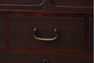 レトロ家具　昭和レトロ　異なる素材の質感が楽しめる小箪笥(戸棚、収納棚、小引き出し)