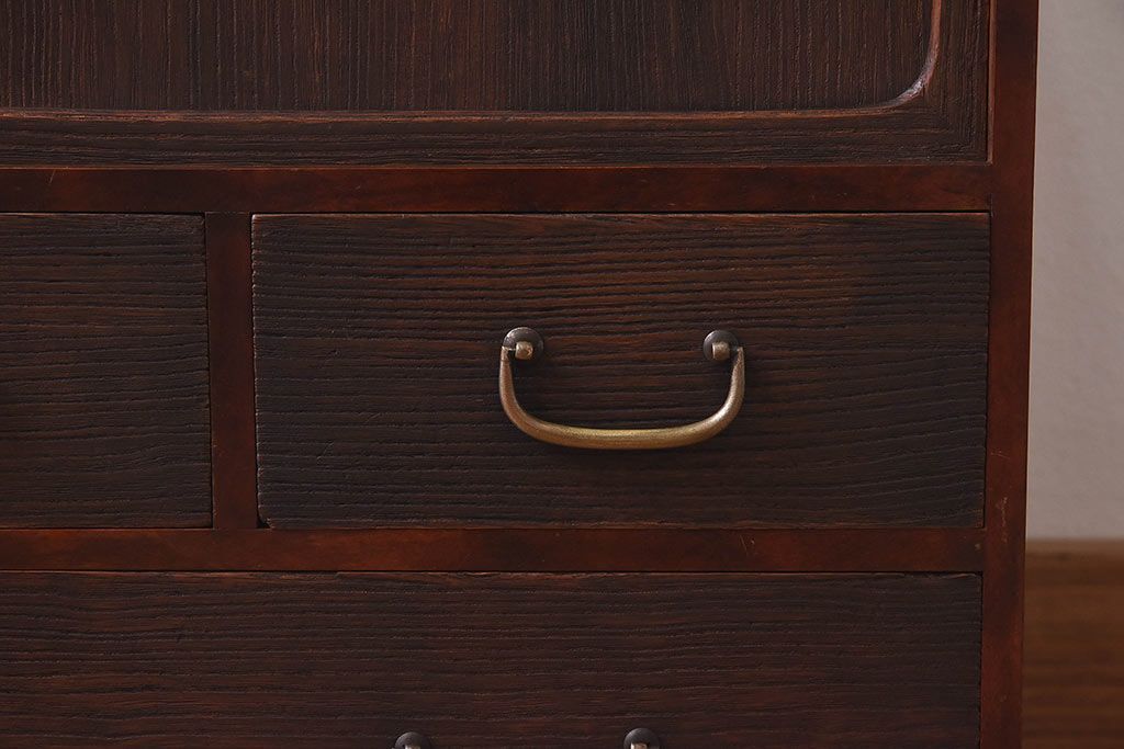 レトロ家具　昭和レトロ　異なる素材の質感が楽しめる小箪笥(戸棚、収納棚、小引き出し)