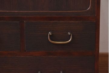 レトロ家具　昭和レトロ　異なる素材の質感が楽しめる小箪笥(戸棚、収納棚、小引き出し)