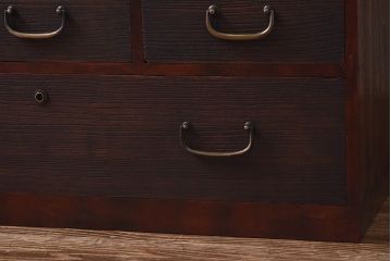 レトロ家具　昭和レトロ　異なる素材の質感が楽しめる小箪笥(戸棚、収納棚、小引き出し)