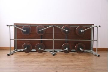 ラフジュ工房オリジナル 8脚格納スツール付きテーブル(ペイント作業台、机)