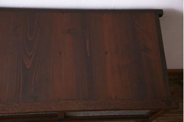 レトロ家具　】昭和レトロ　和の雰囲気を漂わせるダイヤガラス入り収納棚(食器棚、戸棚)