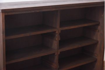 ラフジュ工房オリジナル　花菱模様のガラス入り戸棚(サイドボード、収納棚、リビングボード)(1)(R-030311)