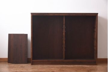 ラフジュ工房オリジナル　花菱模様のガラス入り戸棚(サイドボード、収納棚、リビングボード)(2)(R-030313)