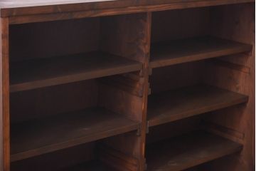 ラフジュ工房オリジナル　花菱模様のガラス入り戸棚(サイドボード、収納棚、リビングボード)(2)(R-030313)