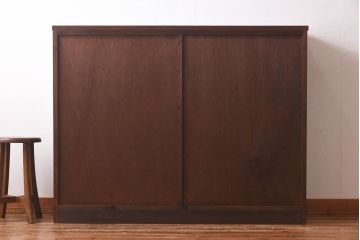 ラフジュ工房オリジナル　花菱模様のガラス入り戸棚(サイドボード、収納棚、リビングボード)(2)(R-030313)