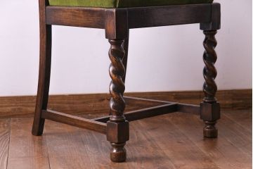 アンティーク家具　イギリスアンティーク　オーク材　シックなツイストレッグチェア(ダイニングチェア、イス)(1)(R-030315)