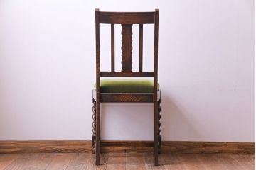 アンティーク家具　イギリスアンティーク　オーク材　シックなツイストレッグチェア(ダイニングチェア、イス)(1)(R-030315)