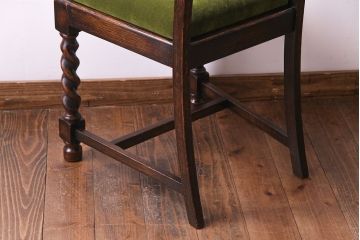 アンティーク家具　イギリスアンティーク　オーク材　シックなツイストレッグチェア(ダイニングチェア、イス)(2)(R-030316)