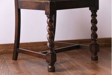 アンティーク家具　イギリスアンティーク　オーク材　シックなツイストレッグチェア(ダイニングチェア、イス)(2)(R-030316)