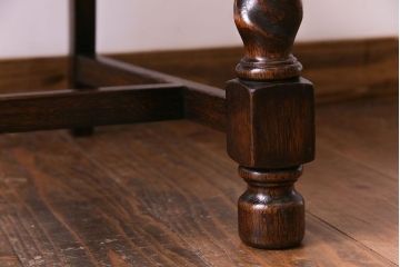 アンティーク家具　イギリスアンティーク　オーク材　シックなツイストレッグチェア(ダイニングチェア、イス)(2)(R-030316)