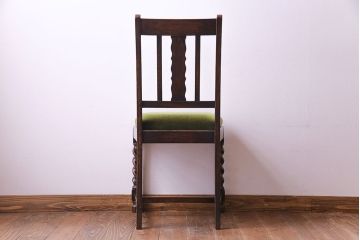 アンティーク家具　イギリスアンティーク　オーク材　シックなツイストレッグチェア(ダイニングチェア、イス)(2)(R-030316)