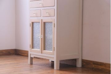 ペイント家具　2色の淡いカラーが可愛らしいデンタルキャビネット(収納棚)(R-030318)