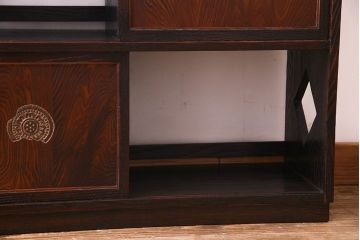 ビンテージ家具　ビンテージ　浮造り仕上げ　栗材の木目が魅力の飾り棚(茶棚)(R-030319)
