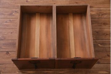 レトロ家具　昭和期　ナラ材　レトロな雰囲気が魅力の大型書類ケース(4段チェスト、引き出し)(R-030322)