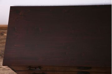 アンティーク家具　和製アンティーク　前面ケヤキ材　相馬箪笥をリメイクしたローチェスト(引き出し、リビングボード)(R-030324)
