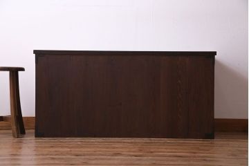 アンティーク家具　和製アンティーク　リメイク　桜丸金具　栗材の深い色合いが魅力的な米沢箪笥ローボード(ローチェスト、引き出し)(R-030331)