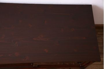 美品　リメイク　前面ケヤキ共縁仕上げ　上品な和の雰囲気が高まる箪笥ローボード(戸棚、リビングボード)(R-030340)