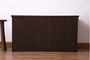 美品　リメイク　前面ケヤキ共縁仕上げ　上品な和の雰囲気が高まる箪笥ローボード(戸棚、リビングボード)(R-030340)