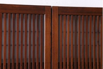 昭和中期　情緒溢れるガラス入り格子戸(引き戸、建具)2枚セット