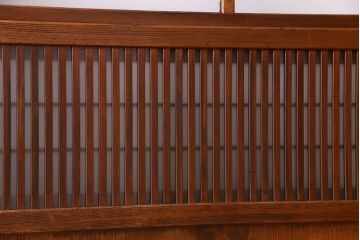 昭和中期　情緒溢れるガラス入り格子戸(引き戸、建具)2枚セット