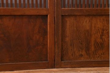 昭和中期　情緒溢れるガラス入り格子戸(引き戸、建具)2枚セット