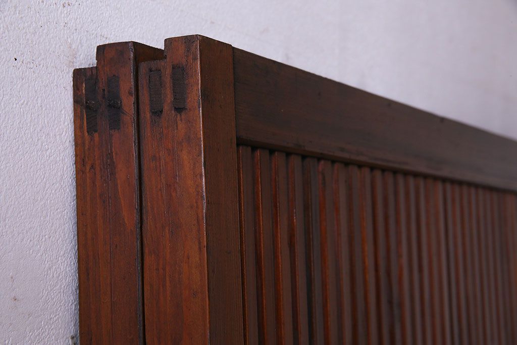 昭和中期　情緒溢れるガラス入り格子戸(引き戸、建具)2枚セット