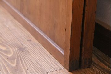 昭和中期　情緒溢れるガラス入り格子戸(引き戸、建具)2枚セット