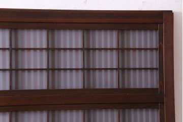 昭和中期　情緒溢れるガラス入り格子戸(引き戸、建具)2枚セット