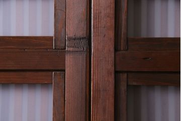 昭和中期　情緒溢れるガラス入り格子戸(引き戸、建具)2枚セット