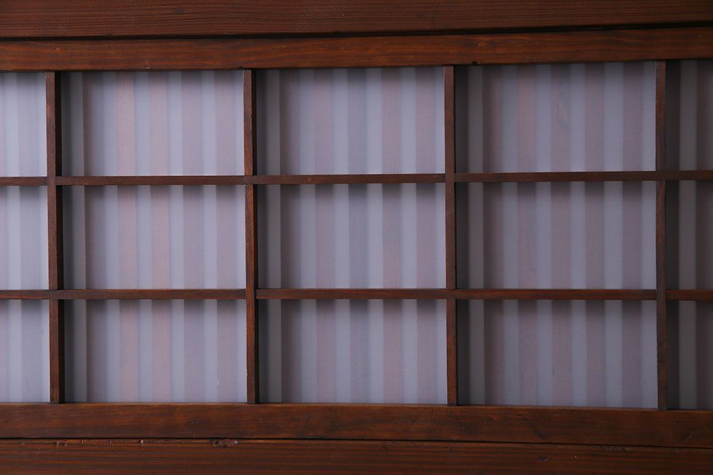 昭和中期　情緒溢れるガラス入り格子戸(引き戸、建具)2枚セット