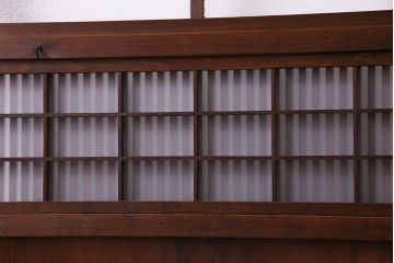 昭和中期　情緒溢れるガラス入り格子戸(引き戸、建具)2枚セット