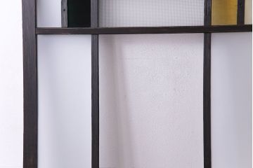 ペイント家具　当時物の色ガラスがアクセントになったガラス戸(引き戸、建具)