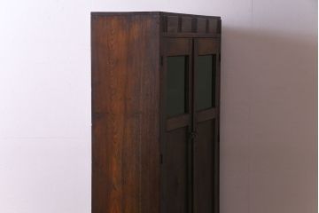 【O様ご成約済】昭和初期　栓材　大正ロマンの面影が感じられる本箱(収納棚、食器棚、キャビネット)(R-030347)