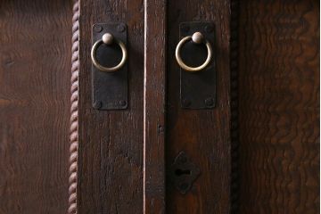 【O様ご成約済】昭和初期　栓材　大正ロマンの面影が感じられる本箱(収納棚、食器棚、キャビネット)(R-030347)