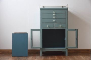 ペイント家具　くすみがかった色合いがお洒落なデンタルキャビネット(収納棚)(R-030350)