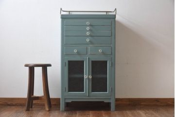 ペイント家具　くすみがかった色合いがお洒落なデンタルキャビネット(収納棚)(R-030350)