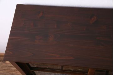 アンティーク家具　大正ロマン　リメイク　花菱模様ガラスがアクセントのキャビネット(戸棚、収納棚)(R-030351)