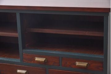 アンティーク家具　和製アンティーク　リメイク　シックでモダンな雰囲気漂うペイントローボード(収納棚、リビングボード)(R-030353)