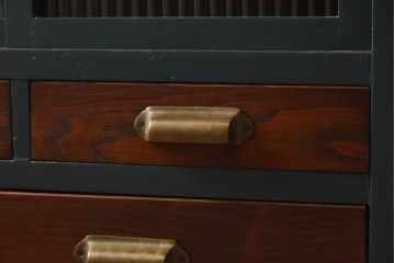 アンティーク家具　和製アンティーク　リメイク　シックでモダンな雰囲気漂うペイントローボード(収納棚、リビングボード)(R-030353)