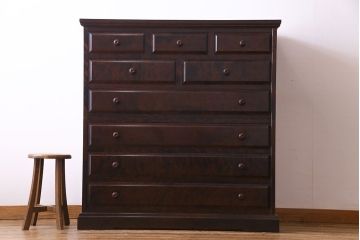 中古　北海道民芸家具　上品な佇まいの2段重ね整理タンス(チェスト、衣装箪笥、引き出し)(R-030355)