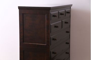 中古　北海道民芸家具　上品な佇まいの2段重ね整理タンス(チェスト、衣装箪笥、引き出し)(R-030355)