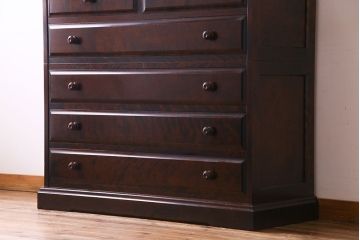 中古　北海道民芸家具　上品な佇まいの2段重ね整理タンス(チェスト、衣装箪笥、引き出し)(R-030355)