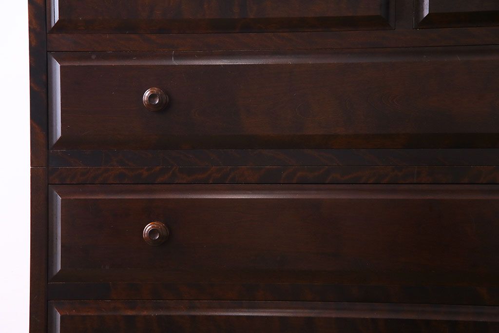 中古　北海道民芸家具　上品な佇まいの2段重ね整理タンス(チェスト、衣装箪笥、引き出し)(R-030355)