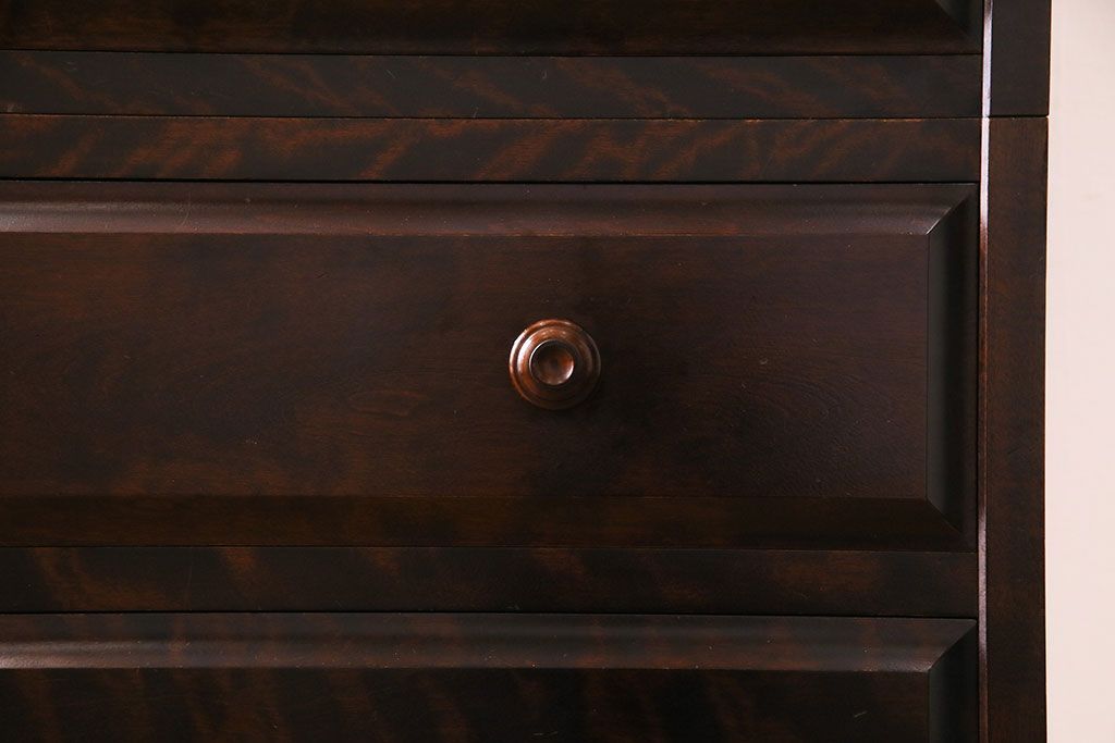 中古　北海道民芸家具　上品な佇まいの2段重ね整理タンス(チェスト、衣装箪笥、引き出し)(R-030355)