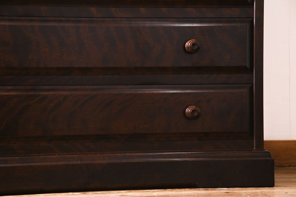 中古　北海道民芸家具　上品な佇まいの2段重ね整理タンス(チェスト、衣装箪笥、引き出し)(R-030355)