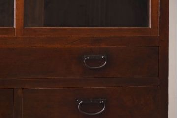 アンティーク家具　大正期　リメイク　古い木の味わいある質感が魅力の収納棚(戸棚、キャビネット、引き出し)(R-030356)